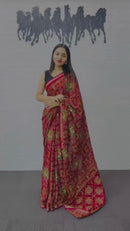 Royal Red Patola Silk Saree with Multicolor Traditional Weaving | Premium Festive & Cultural Wear