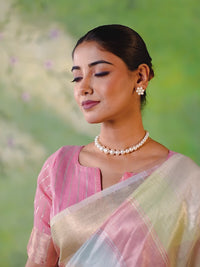 Blush Pink Pastel Banarasi Silk Saree with Golden Zari Elegance