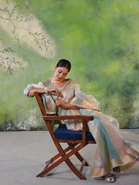 Mint Green Banarasi Silk Saree with Pastel Golden Zari Weaving