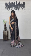 Emerald Green Soft Silk Saree with Heavy Ethnic Designer Pallu