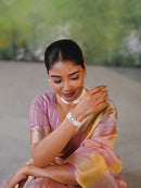 Pastel Pink Banarasi Silk Saree with Golden Zari Weaving