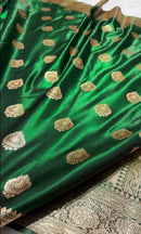 Emerald Green Banarasi Silk Saree with Gold Zari Paisley Buttas & Regal Border