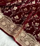 Royal Maroon Silk Saree with Heavy Gold Zari Floral Weaving