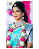 Vedhika - Firozi Banarasi Silk Saree with Blue Zari Contrast